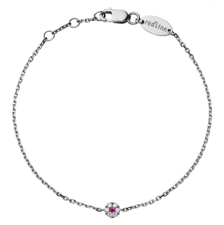 Bracelet chaîne avec diamants blancs et saphir rose or noir - Redline