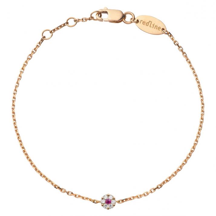 Bracelet chaîne avec diamants blancs et saphir rose or rose - Redline