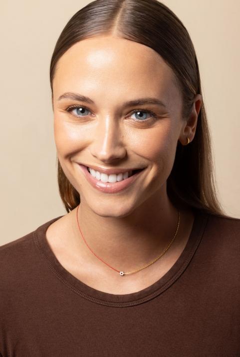 Collier fil et chaîne avec diamants blancs et saphir rose or jaune - Redline - 0++