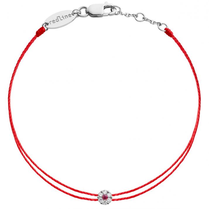 Bracelet 2 fils avec diamants blancs et saphir rose or blanc - Redline - 0++