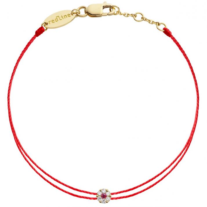 Bracelet 2 fils avec diamants blancs et saphir rose or jaune - Redline - 0++