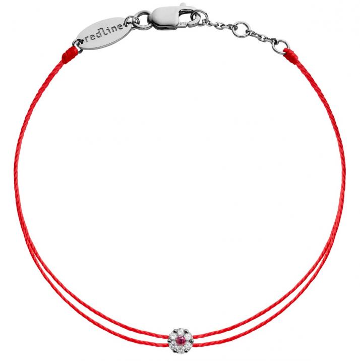 Bracelet 2 fils avec diamants blancs et saphir rose or noir - Redline - 0++