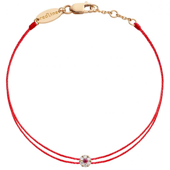 Bracelet 2 fils avec diamants blancs et saphir rose or rose - Redline - 0++
