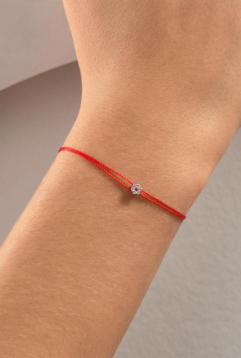 Bracelet 2 fils avec diamants blancs et saphir rose or blanc - Redline - 0++