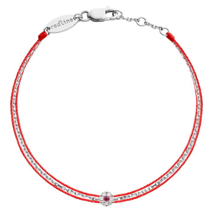 Bracelet chaîne et 2 fils avec diamants blancs et saphir rose or blanc - Redline - 0++