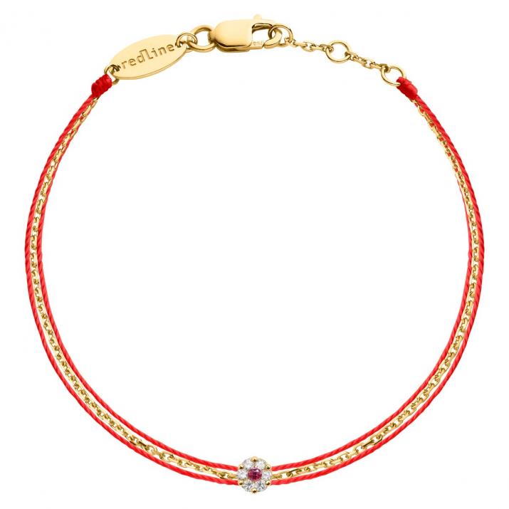 Bracelet chaîne et 2 fils avec diamants blancs et saphir rose or jaune - Redline
