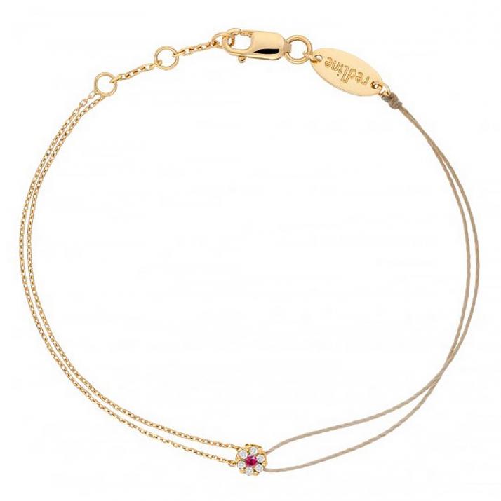 Bracelet fil et chaîne avec diamants blanc et saphir rose or jaune - Redline - 0++