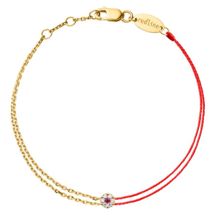 Bracelet fil et chaîne avec diamants blanc et saphir rose or jaune - Redline - 0++