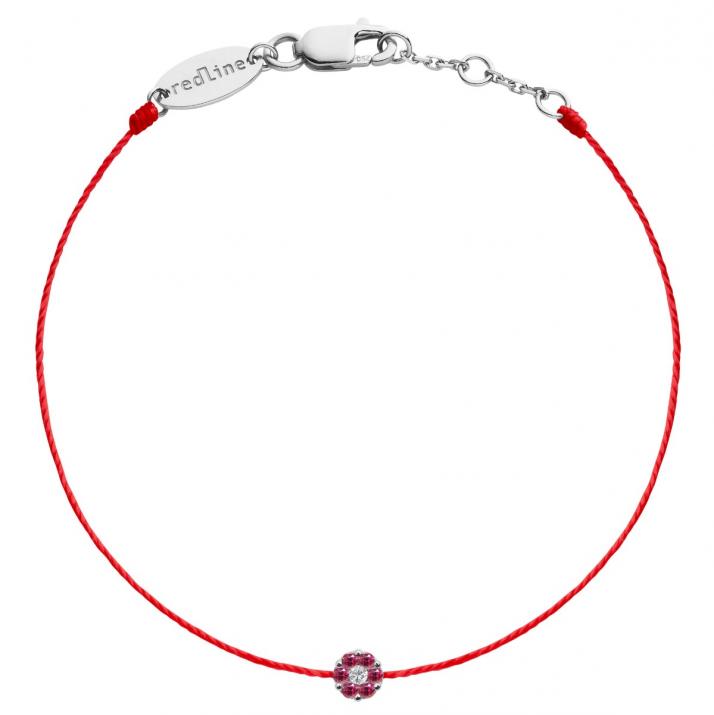 Bracelet fil avec saphirs roses et diamant blanc or blanc - Redline - 0++