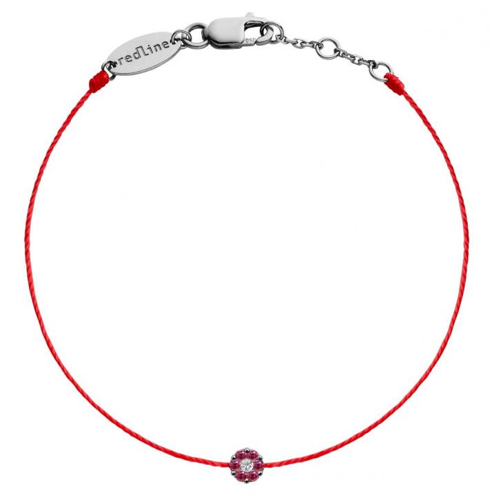 Bracelet fil avec saphirs roses et diamant blanc or noir - Redline - 0++