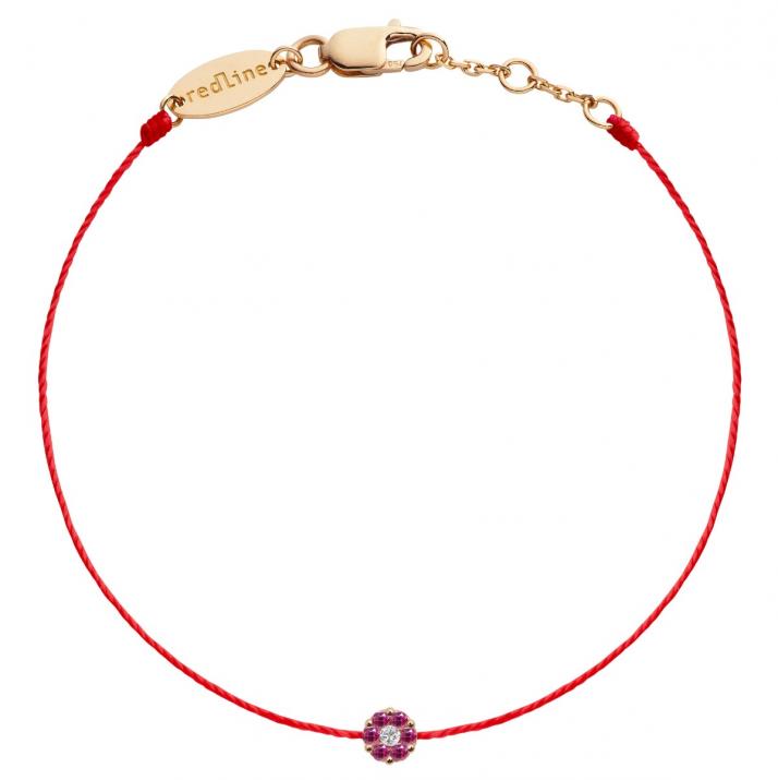 Bracelet fil avec saphirs roses et diamant blanc or rose - Redline - 0++