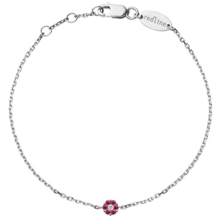 Bracelet chaîne avec saphirs roses et diamant or blanc - Redline - 0++