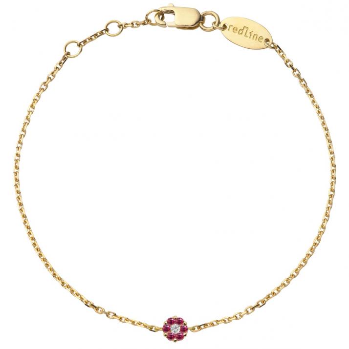 Bracelet chaîne avec saphirs roses et diamant or jaune - Redline