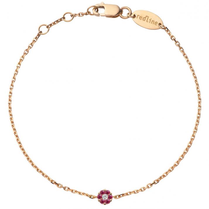 Bracelet chaîne avec saphirs roses et diamant or rose - Redline