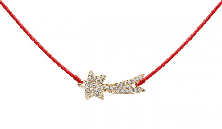 Collier fil étoile filante or jaune pavé diamants - Redline
