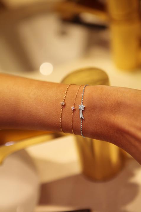 Bracelet chaîne étoile filante or blanc pavé diamants - Redline - 0++