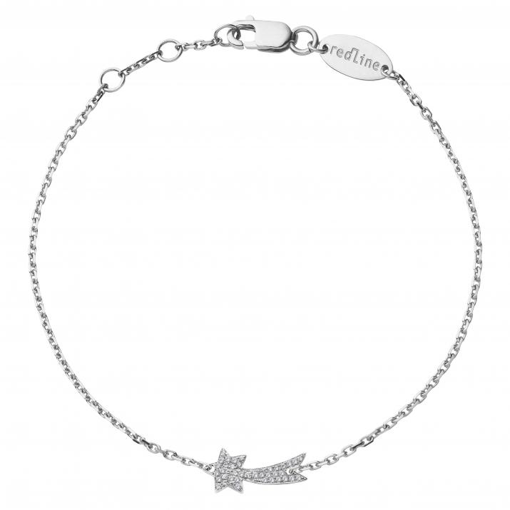 Bracelet chaîne étoile filante or blanc pavé diamants - Redline - 0++