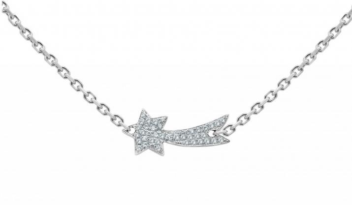 Collier chaîne étoile filante or blanc pavé diamants - Redline