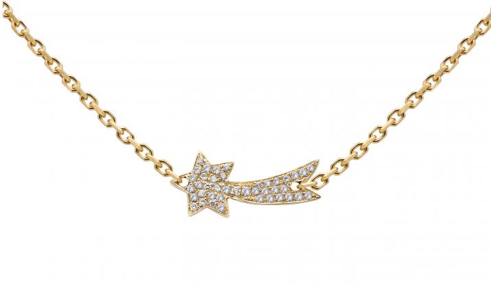 Collier chaîne étoile filante or jaune pavé diamants - Redline