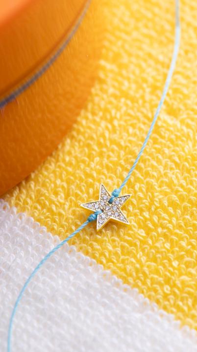 Bracelet fil étoile en or jaune pavé diamants - Redline - 0++