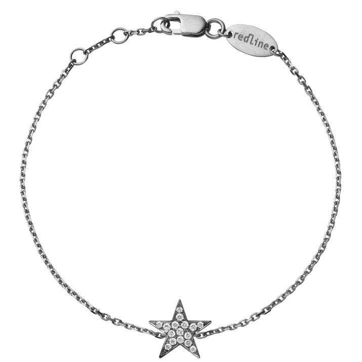 Bracelet chaîne étoile en or noir pavé diamants - Redline