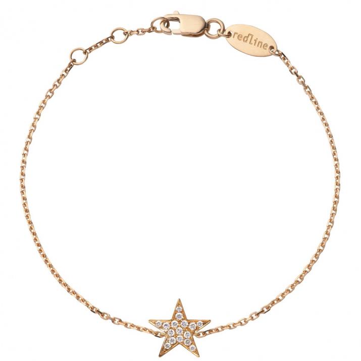 Bracelet chaîne étoile en or rose pavé diamants - Redline
