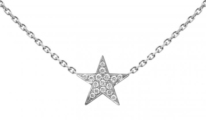 Collier chaîne étoile en or blanc pavé diamants - Redline