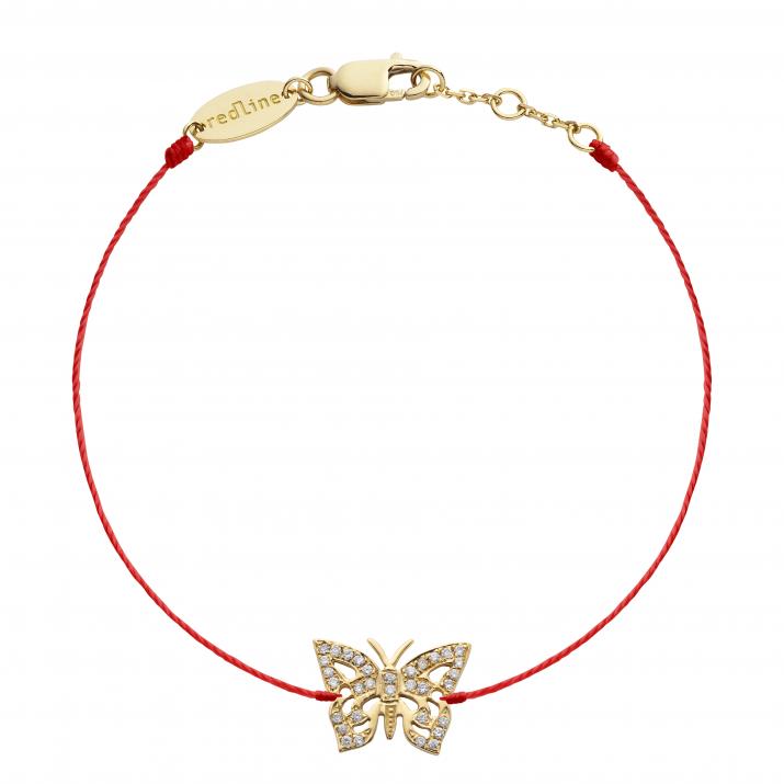 Bracelet fil papillon or jaune pavé diamants - Redline - 0++