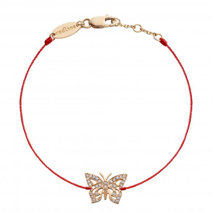 Bracelet fil papillon or rose pavé diamants - Redline - 0++