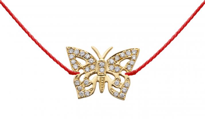Collier fil papillon or jaune pavé diamants - Redline - 0++