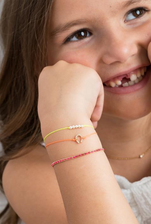 Bracelet fil fer à cheval or rose pavé diamants - Redline - 0++