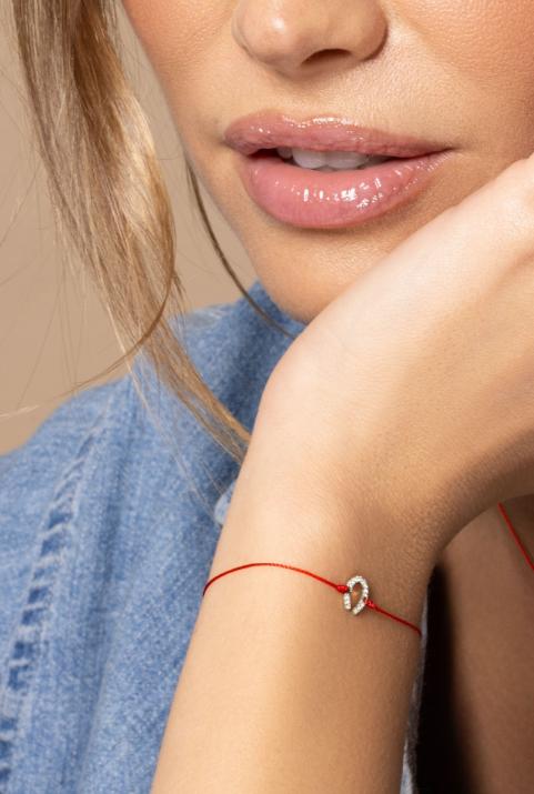 Bracelet fil fer à cheval or blanc pavé diamants - Redline - 0++