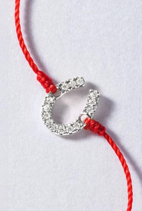 Bracelet fil fer à cheval or blanc pavé diamants - Redline - 0++