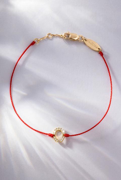 Bracelet fil fer à cheval or jaune pavé diamants - Redline - 0++