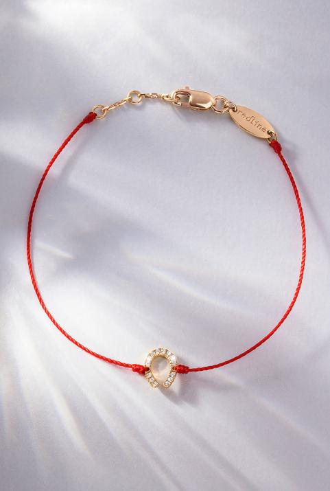 Bracelet fil fer à cheval or rose pavé diamants - Redline - 0++