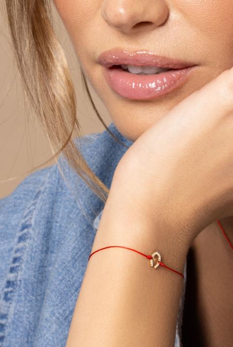 Bracelet fil fer à cheval or rose pavé diamants - Redline - 0++