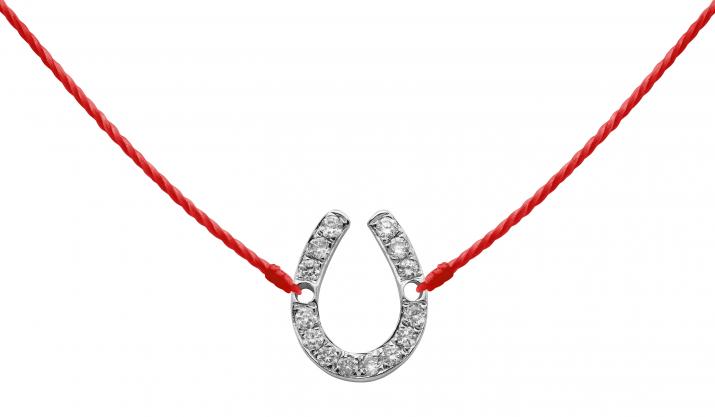Collier fil fer à cheval or blanc pavé diamants - Redline - 0++