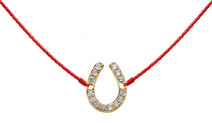 Collier fil fer à cheval or jaune pavé diamants - Redline - 0++