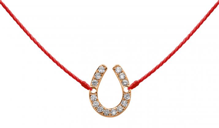 Collier fil fer à cheval or rose pavé diamants - Redline - 0++
