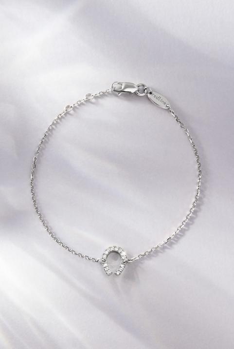 Bracelet chaîne fer à cheval or blanc pavé diamants - Redline - 0++