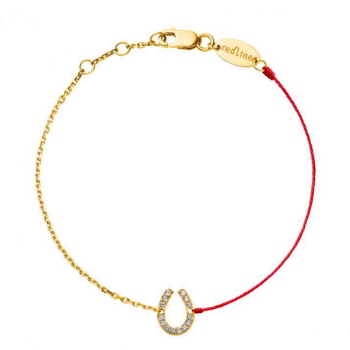 Bracelet Double Fer A Cheval Pavé Or Jaune - Redline