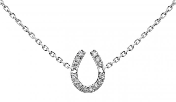 Collier chaîne fer à cheval or blanc pavé diamants - Redline