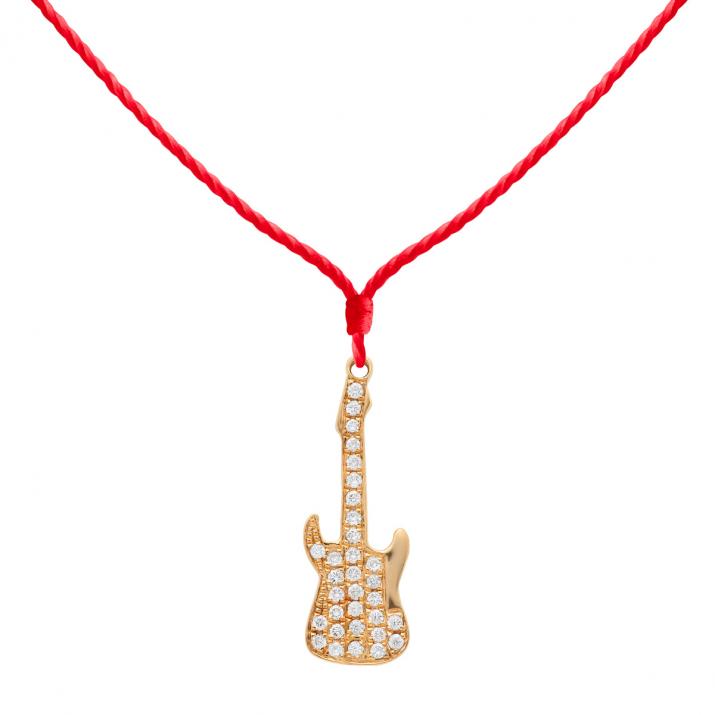 Collier fil guitare or jaune pavé diamants - Redline - 0++