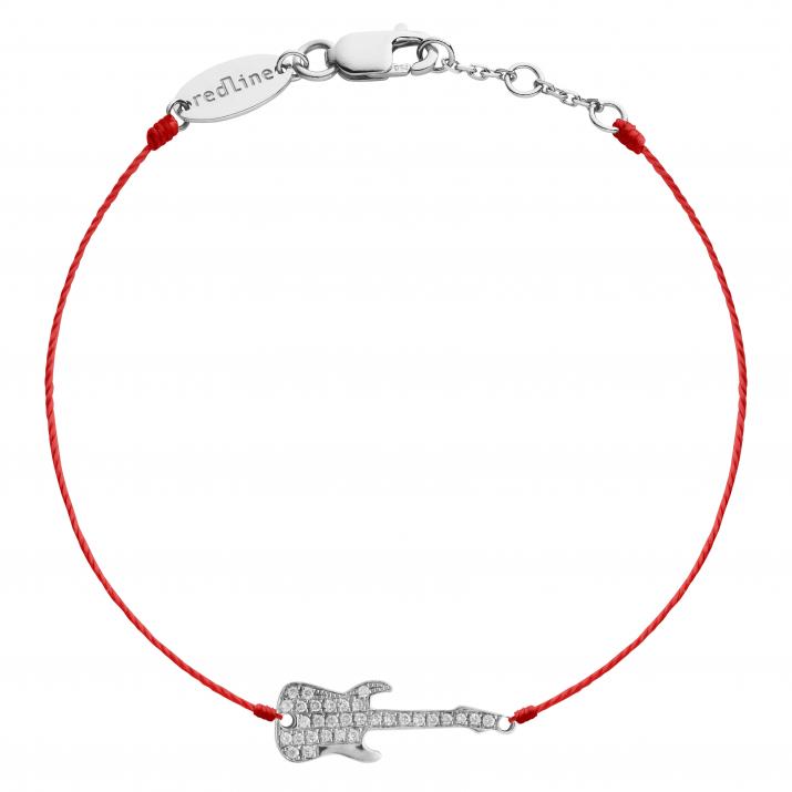 Bracelet fil guitare or blanc pavé diamants - Redline
