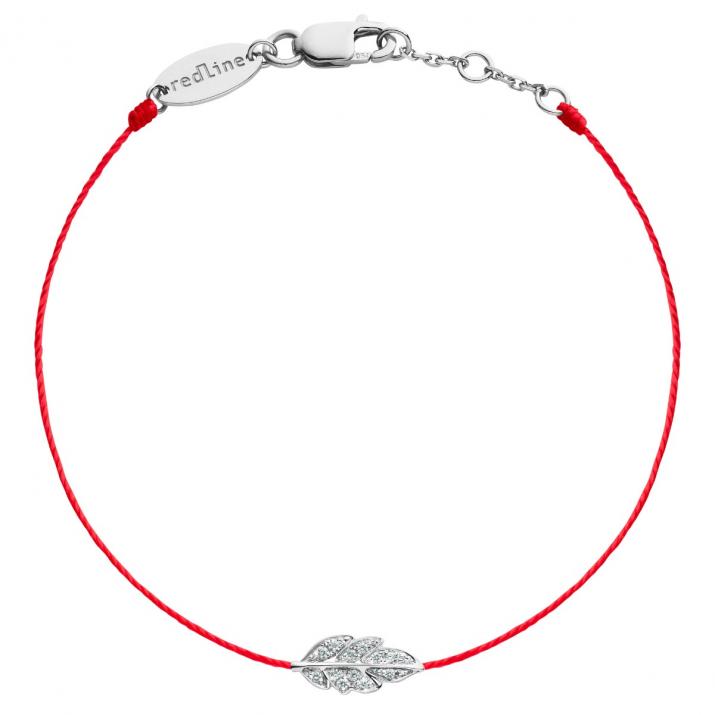 Bracelet fil Plume or blanc pavé diamants - Redline - 0++