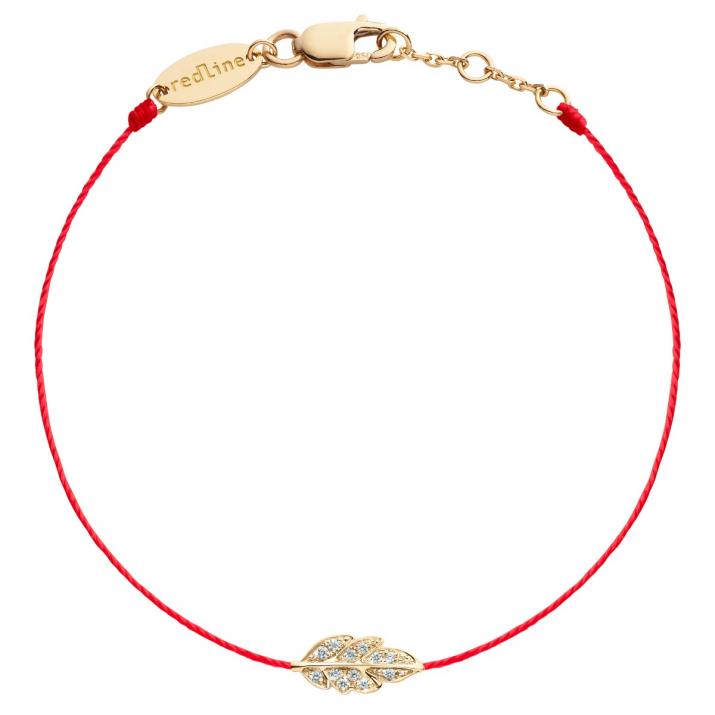 Bracelet fil Plume or jaune pavé diamants - Redline - 0++