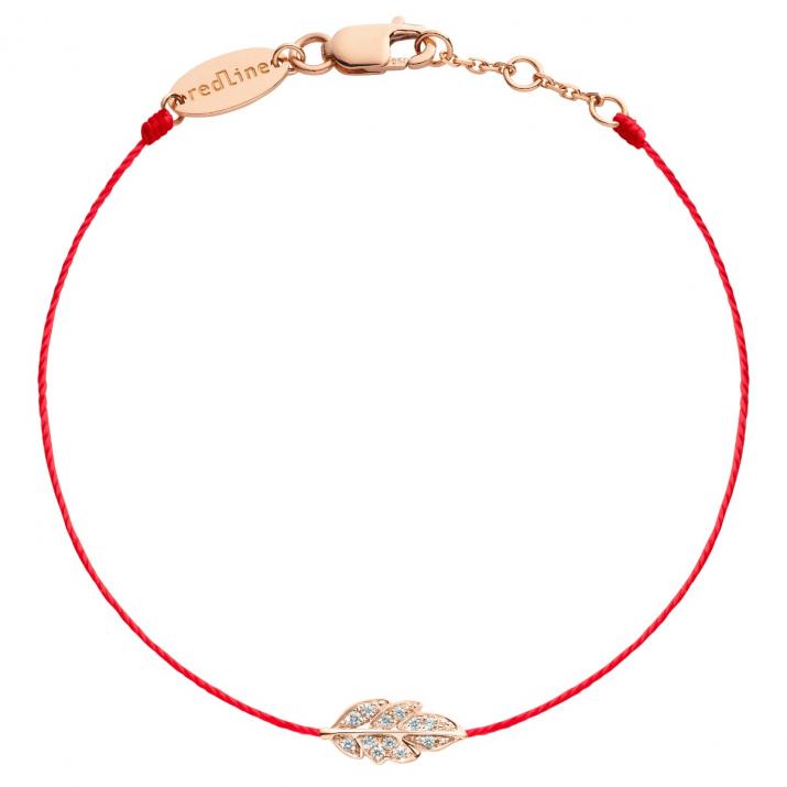 Bracelet fil Plume or rose pavé diamants - Redline - 0++