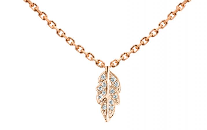 Collier chaîne Plume or rose pavé diamants - Redline - 0++