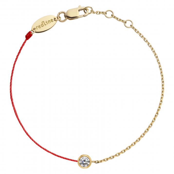 Bracelet cheville fil et chaîne avec diamant 0.10 carat en serti clos or jaune - Redline