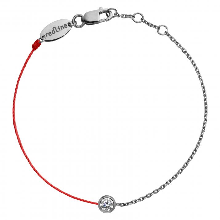 Bracelet fil et chaîne avec diamant 0.10 ct en serti clos or noir - Redline - 0++